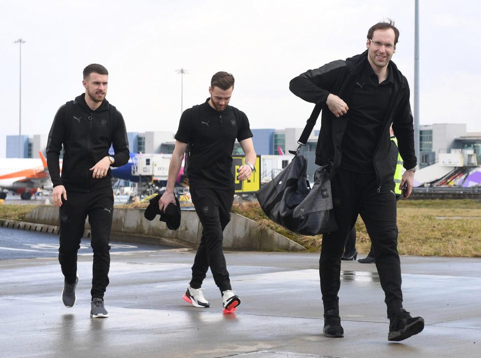  Petr Cech and Co flew out from Luton for the Europa League tie away to AC Milan