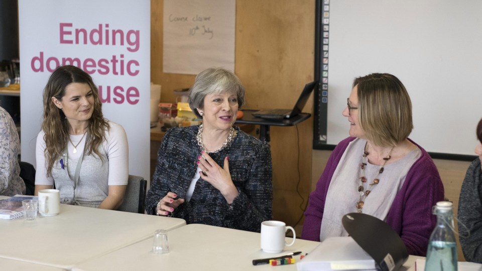 May underlined a pledge to provide funding for women’s refuges – a cause pushed by The Sun’s Give Me Shelter campaign