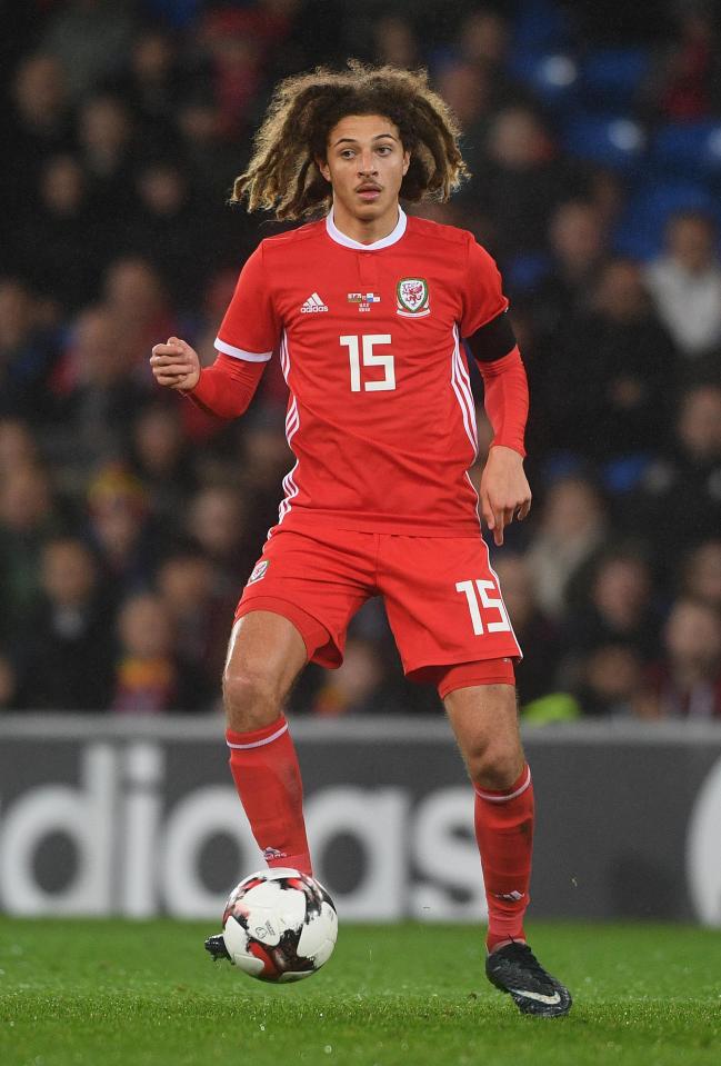  Ethan Ampadu in action for Wales in their friendly against Panama at the Cardiff City Stadium