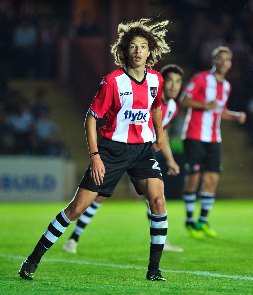  Ampadu in action for Exeter City where he played until the summer of 2017