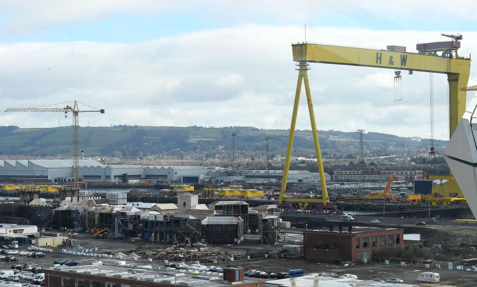  A giant crane was used to build the huge TV set in the city's Titanic Quarter