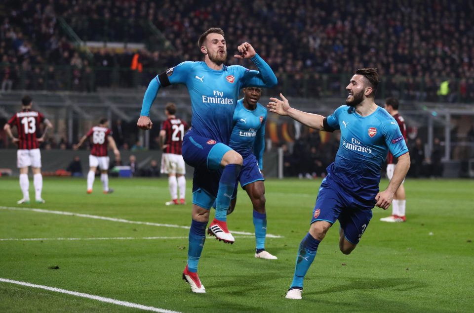  Aaron Ramsey got the second goal as Arsenal triumphed 2-0 in the first-leg in Italy