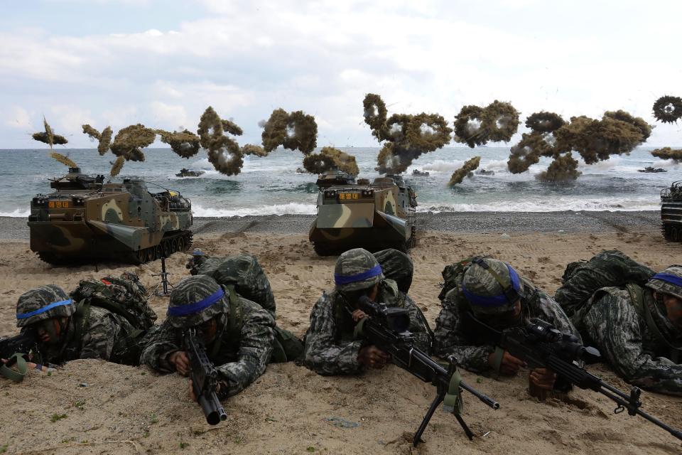  South Korean marines participate in the 2017 Foal Eagle joint military exercise