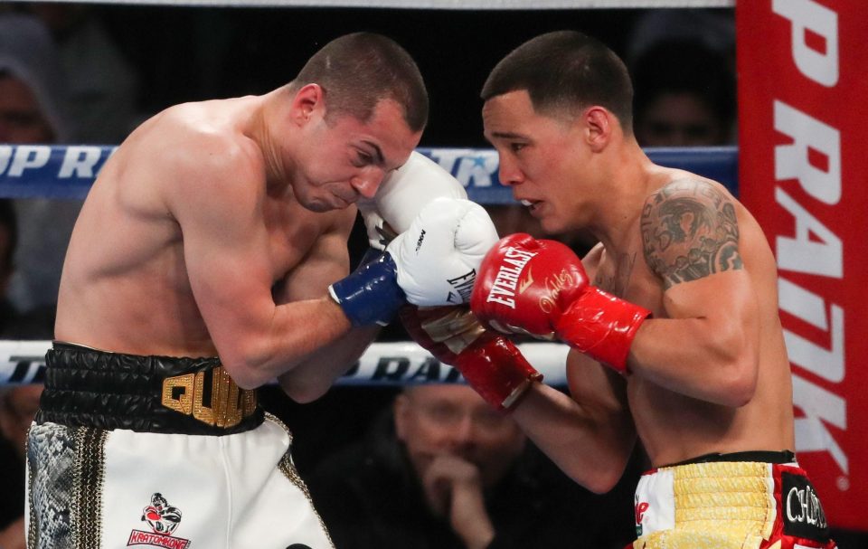  The two boxers had to wear plastic bags over their boots on the ring-walk