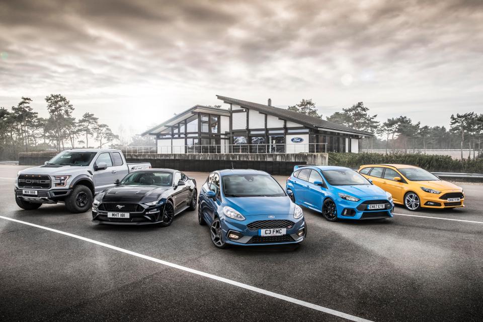  (From L-R) Raptor 450hp; Mustang 450hp; Fiesta ST 200hp; Focus RS 350hp; Focus ST 250hp