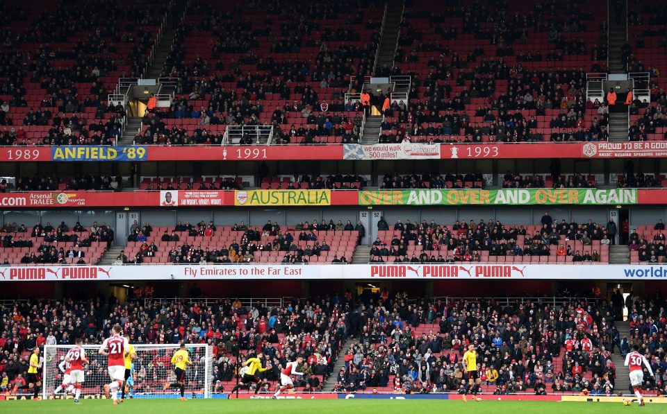  Plenty of empty seats at the Emirates as Arsenal beat Watford on Sunday