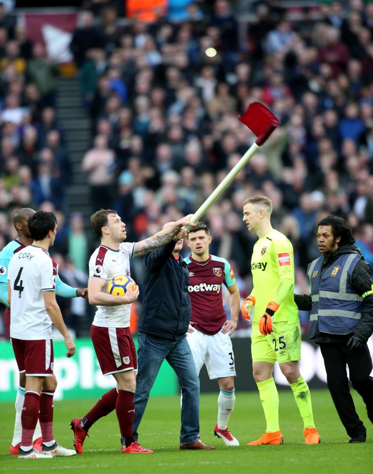  The Burnley match was marred by crowd trouble with five people invading the pitch