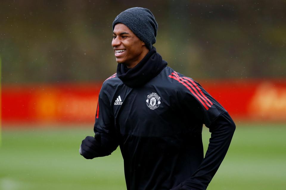  Marcus Rashford trains with Manchester United ahead of Sevilla clash