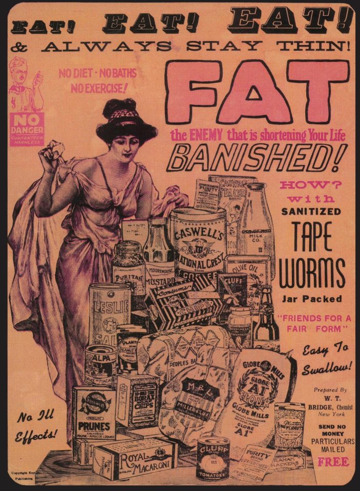  A disturbing advert from the 19th century advertising tapeworm as a dieting technique