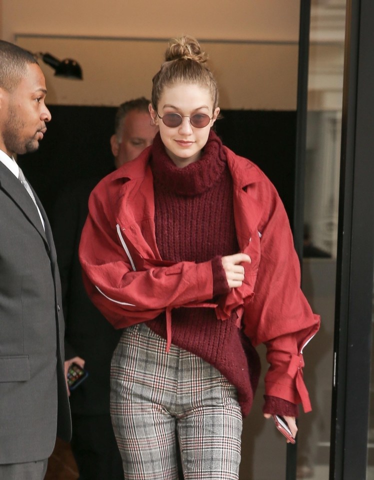 Gigi didn’t leave her smile at home while out in New York City on Thursday