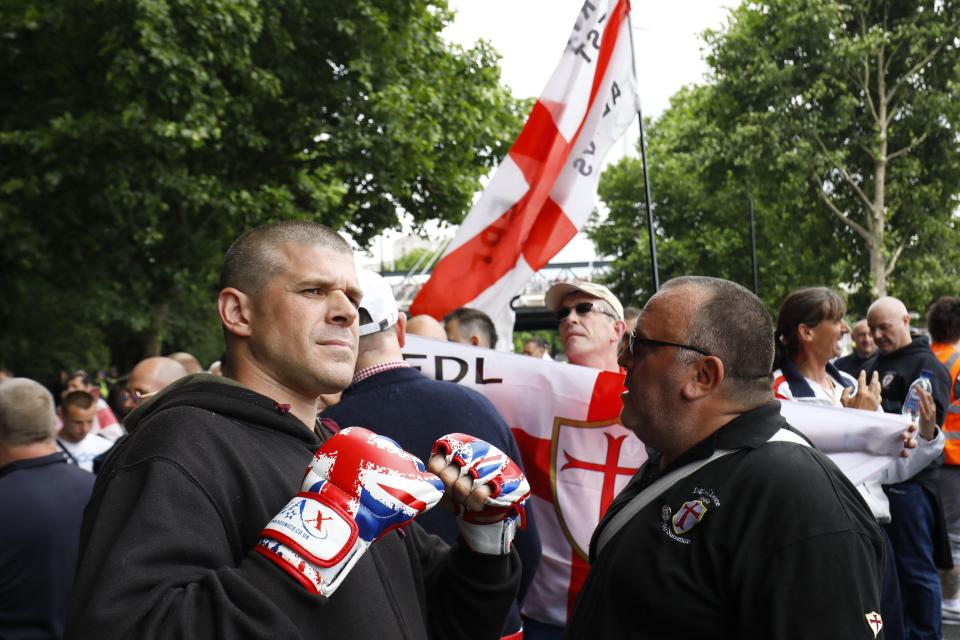  The English Defence League in central London in June demonstrating after multiple terror attacks