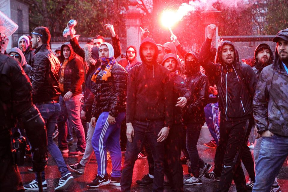  Fans were fighting before the Europa League clash in Bilbao