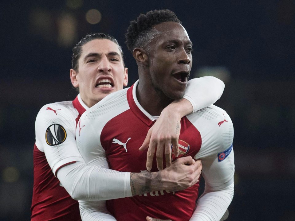  Danny Welbeck scored as Arsenal booked their place in the Europa League semi-finals