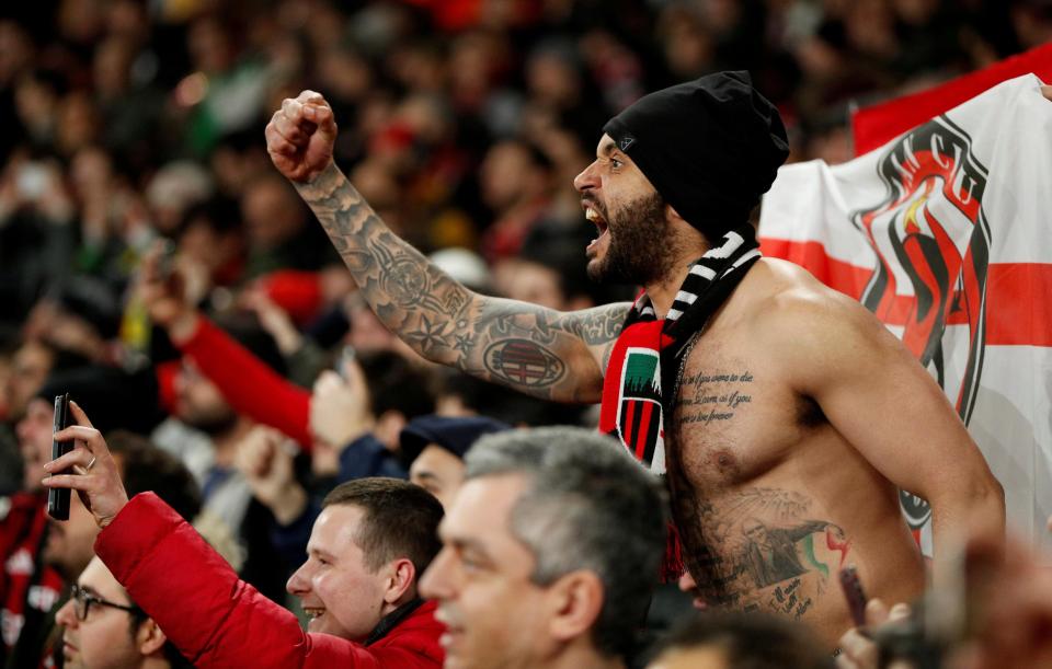  AC Milan fans were in fine voice throughout the game despite the score