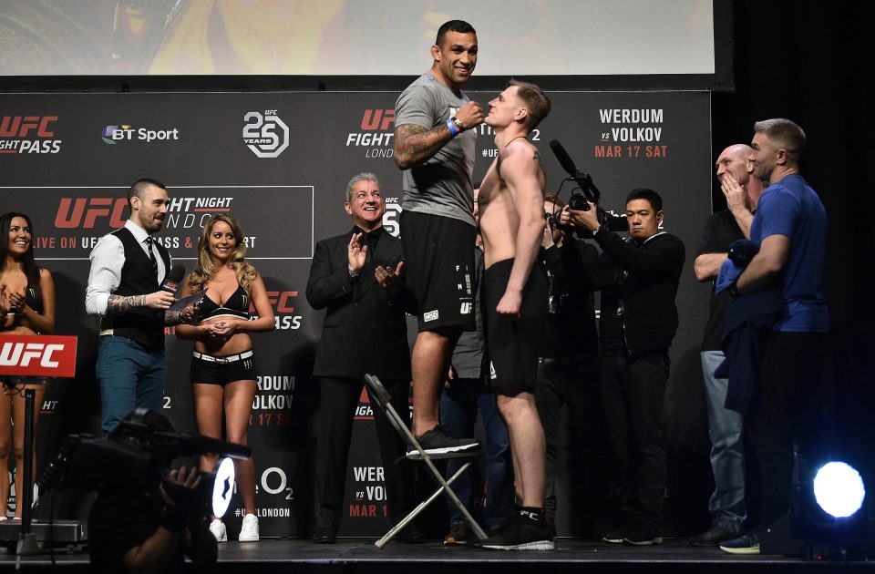  Werdum actually opened the chair up and used it to stand on in front of Alexander Volkov