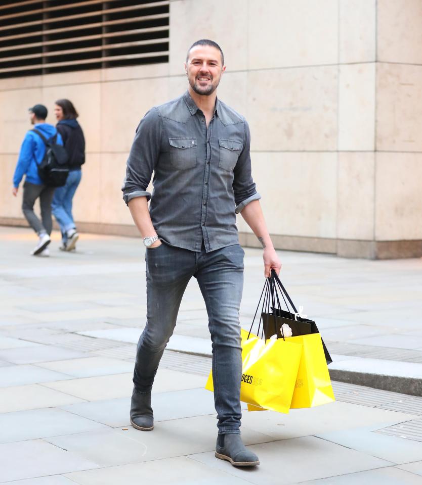  Paddy McGuinness emerged with armfuls of Selfridges shopping bags yesterday ahead of wife Christine's birthday next week