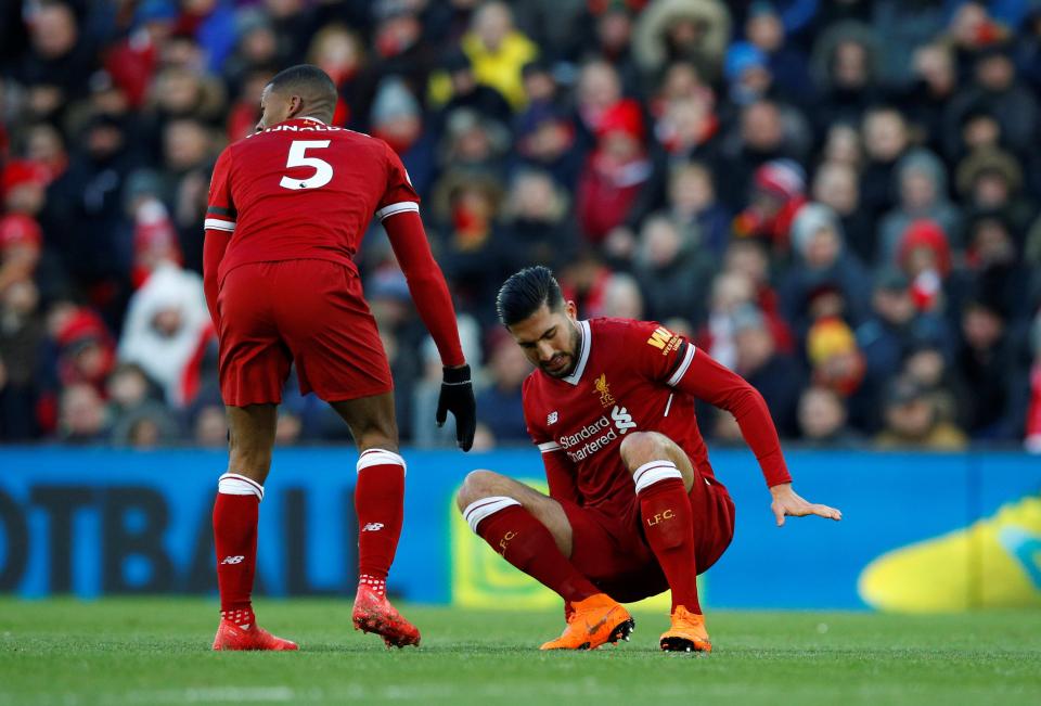  The Liverpool star went to the ground during the Saturday match