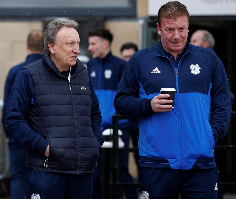  Neil Warnock and Cardiff first team coach Ronnie Jepson sum up the situation early on Saturday morning