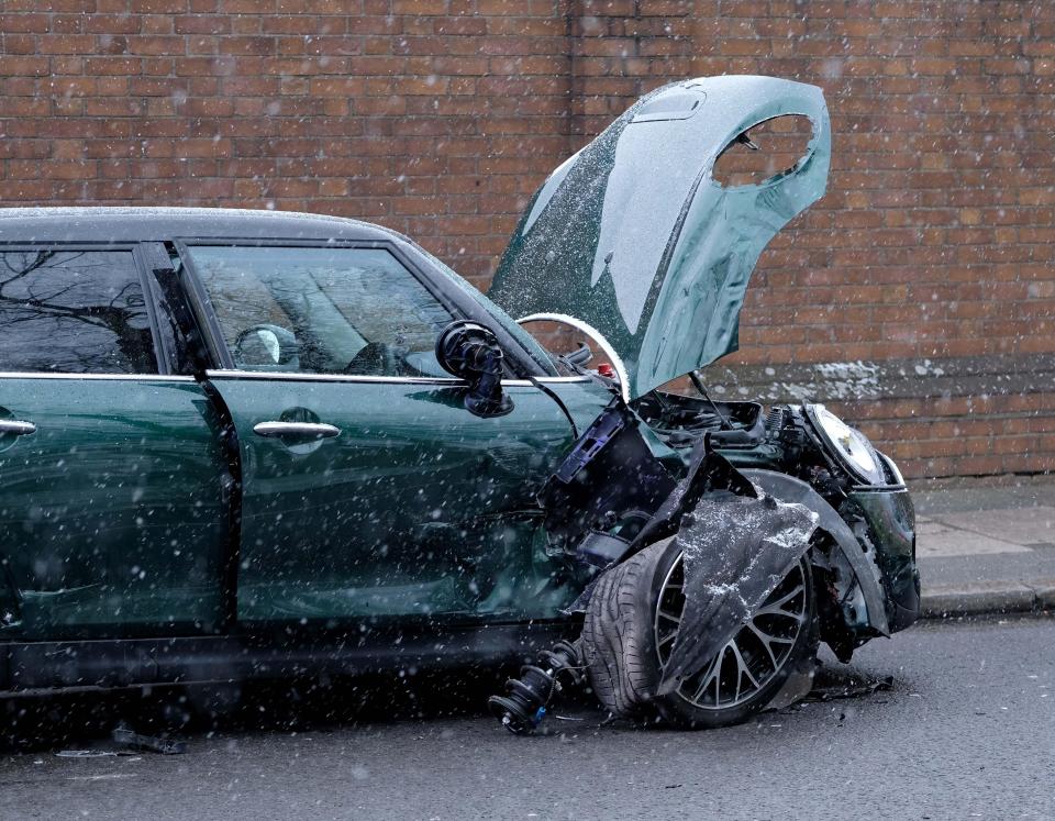  One of the cars involved in the incident had the front completely caved in