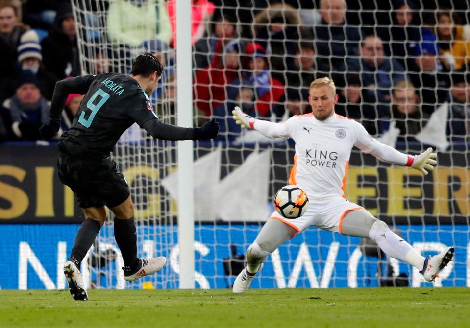  Alvaro Morata scored for Chelsea in the quarter-final at Leicester