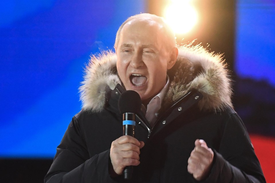 The Russian president addressed supporters in Manezhnaya Square, central Moscow