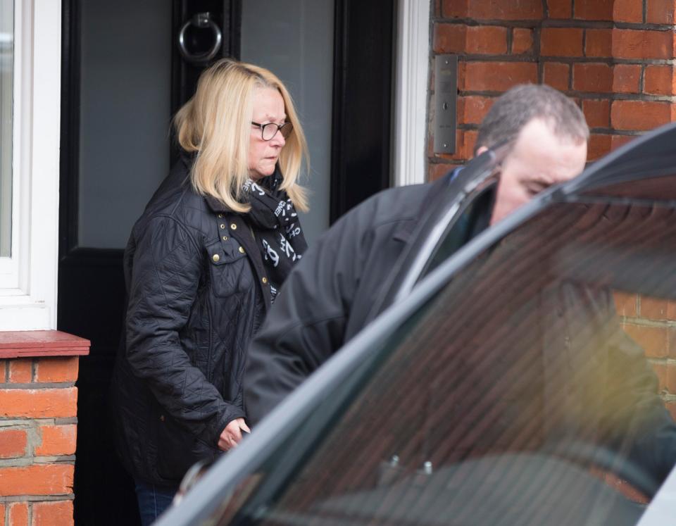  Ant's mother leaves her son's home this morning after he returned home from a police station in the early hours