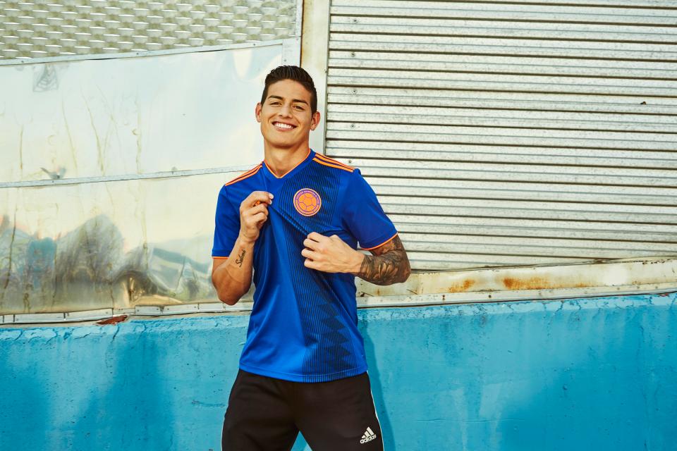  James Rodriguez looks happy with Colombia's offering