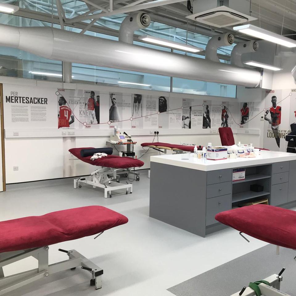  The Arsenal treatment room has plenty of beds and an inspiring mural