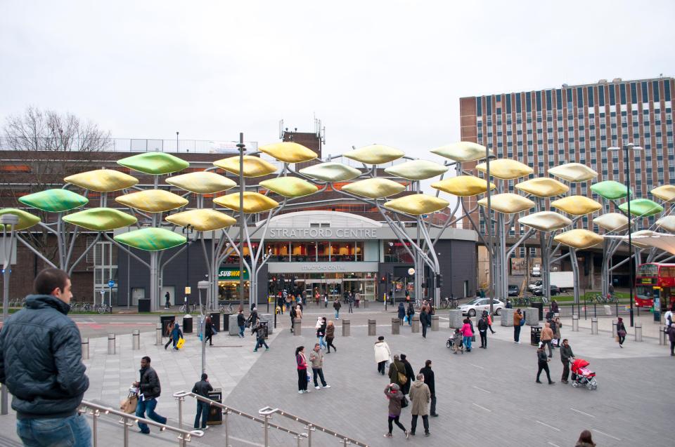  Stratford Shopping Centre, where a man was stabbed to death on Tuesday night