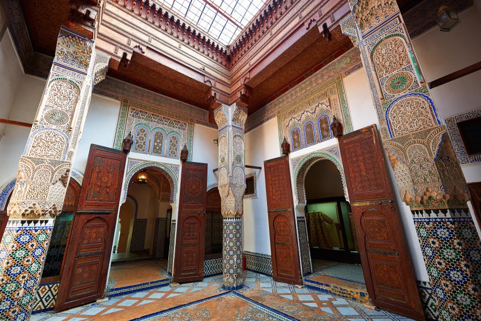 An interior courtyard at the Dar Jamai Museum, in Marrakech