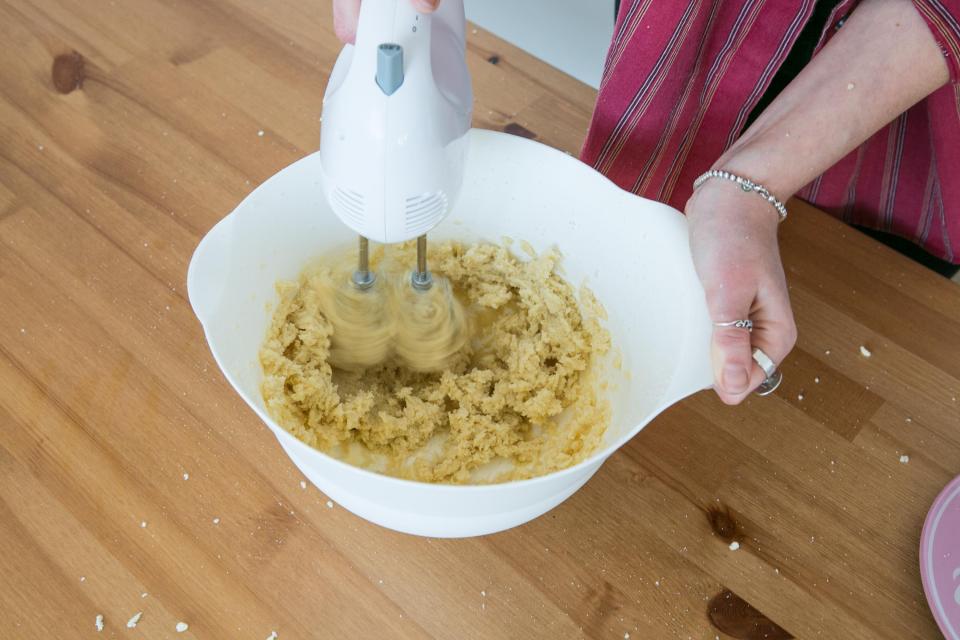  You can use a wooden spoon if you are strong to mix the sugar and butter together