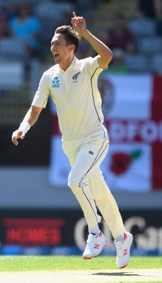  Boult celebrates taking Root's wicket