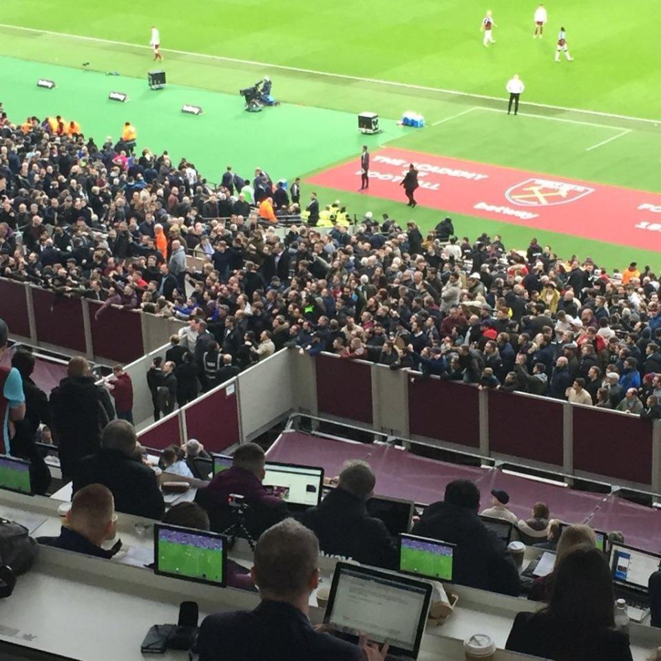  Boarding has been erected to prevent supporters being able access the platform in front of the directors' box