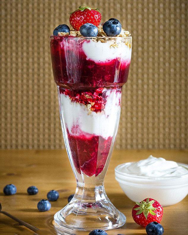 This knickerbocker glory made is made from muesli, yoghurt and fruit compote and is served at the Ambassador Townhouse in Southport