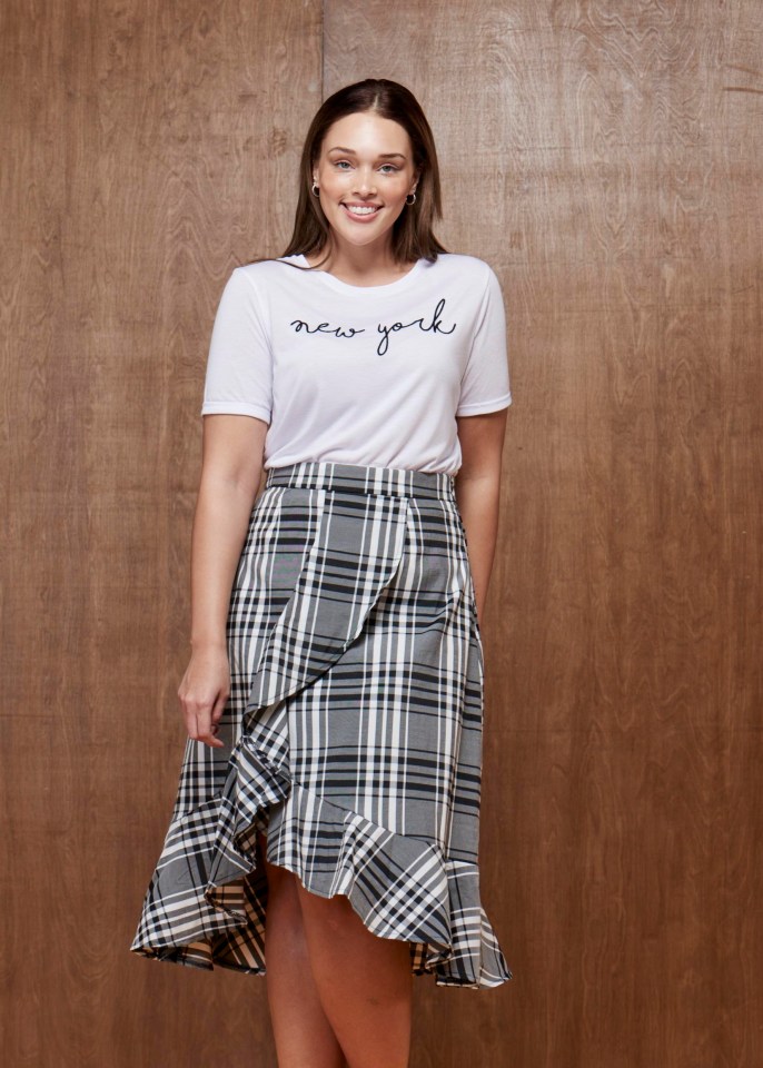 Tip: this great skirt ticks off three trends in one – checks, frills and an asymmetric hemline