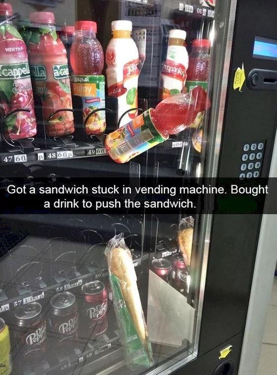 Many people have experienced the pain of an item getting stuck in a vending machine, but for it to happen twice is seriously bad luck