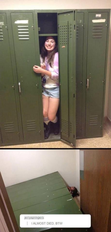  Fitting in a locker may seem like a good idea, until it tips over