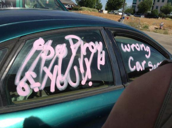 This person got their car covered in graffiti, only for it to be intended for someone else entirely