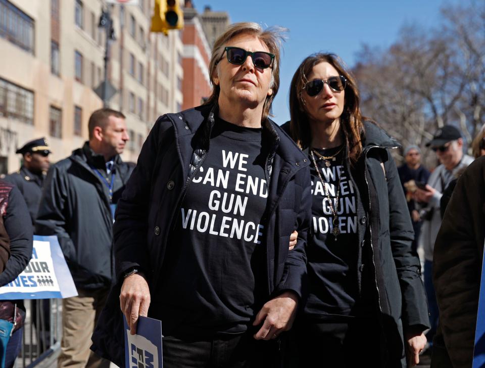  Sir Paul was joined by his wife Nancy Shevell at the March For Our Lives demonstration