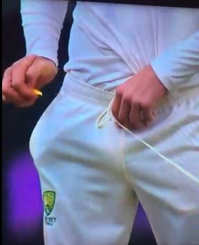  Cameron Bancroft was caught on camera trying to hide the sandpaper down his trousers