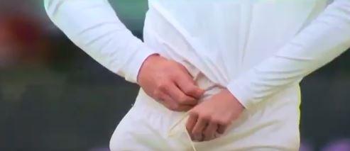  Bancroft stuffs the sticky tape down his trousers to try to avoid detection