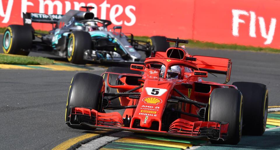  Sebastian Vettel took full advantage of Mercedes' blunder to win the first race of the season