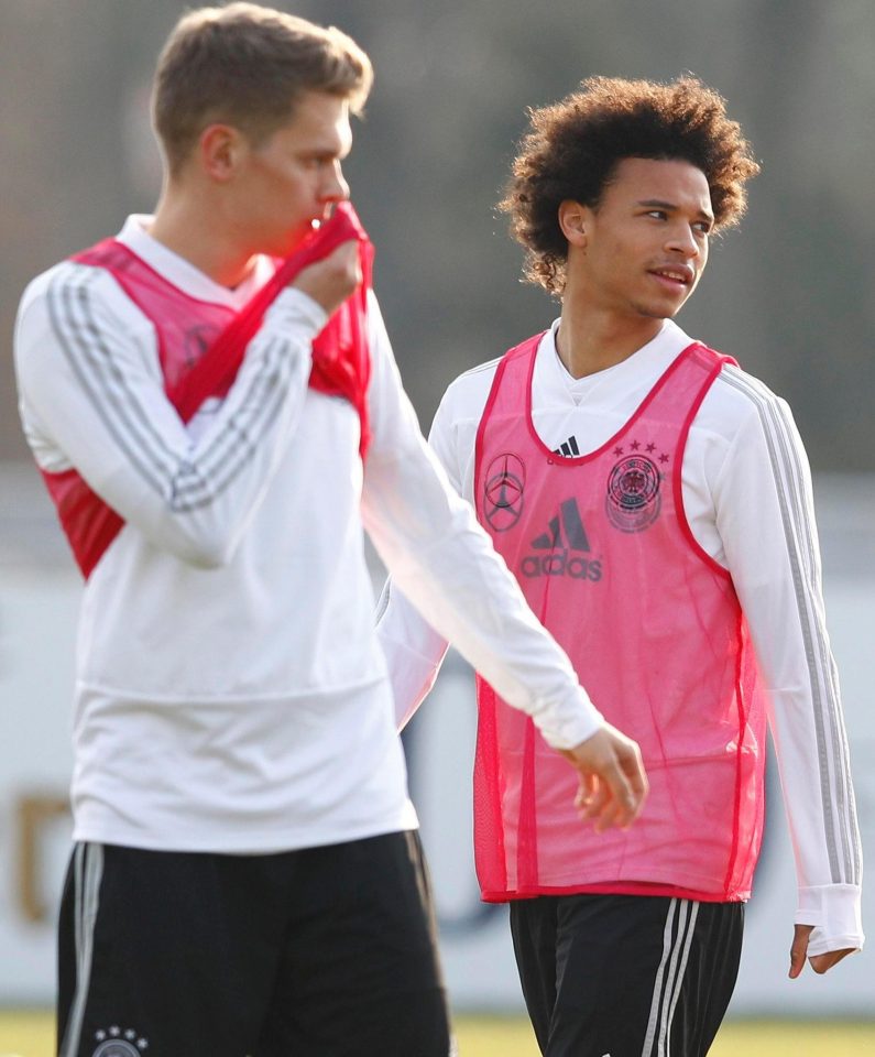  Manchester City winger Leroy Sane during Germany training ahead of the friendly with Brazil