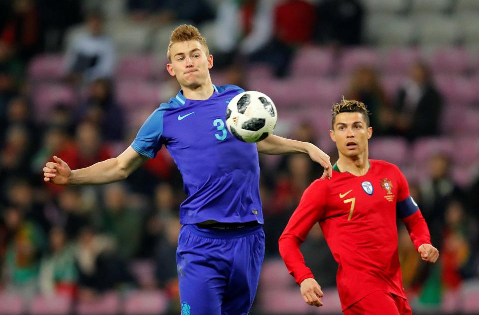  Matthijs De Ligt in action for Holland against Portugal in recent friendly