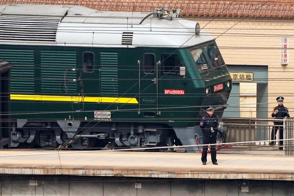  The dark green train was spotted arriving in Beijing