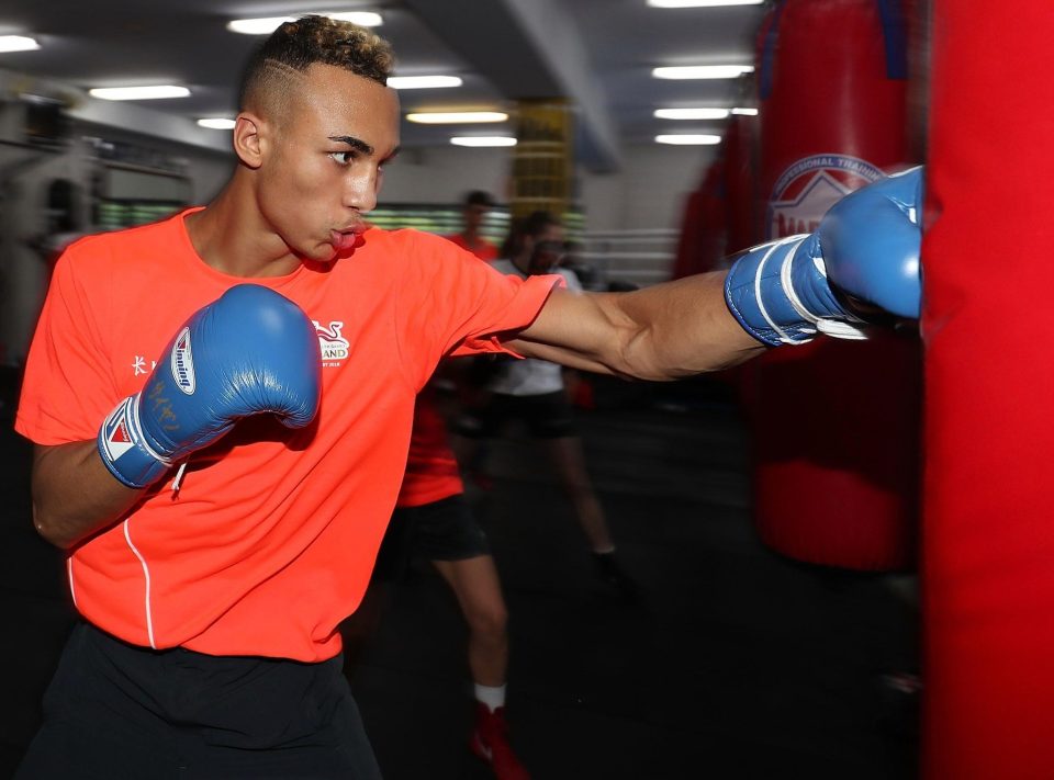  Boxer Ben Whittaker trains during a Team England media opportunity