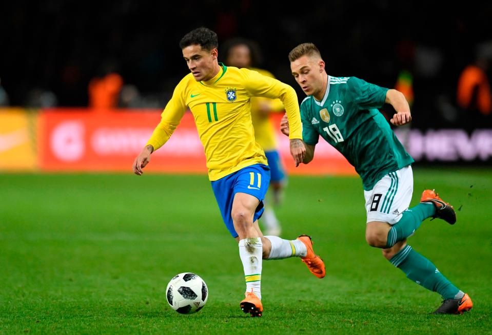  Coutinho's Brazil inflicted a first defeat on Germany in 23 matches