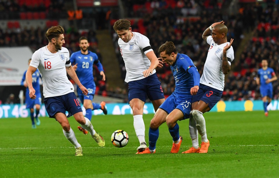 James Tarkowski stood on Federico Chiesa's foot