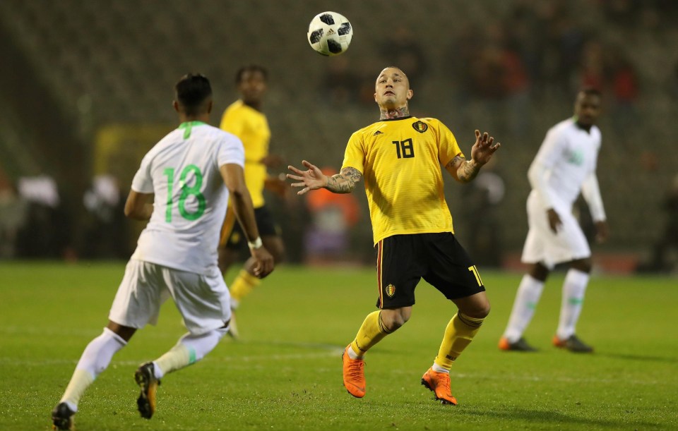 Nainggolan in action for Belgium against Saudi Arabia