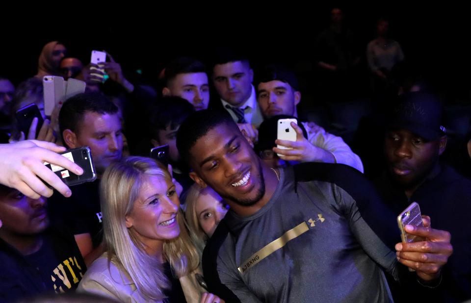  Joshua has appeared in relaxed mood ahead of the fight at Cardiff's Principality Stadium